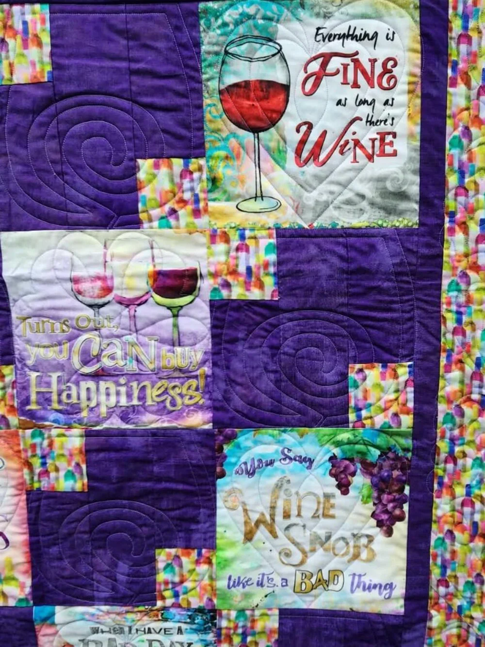 Handmade Wine Themed Lap Quilt 44x61.5 One of a Kind